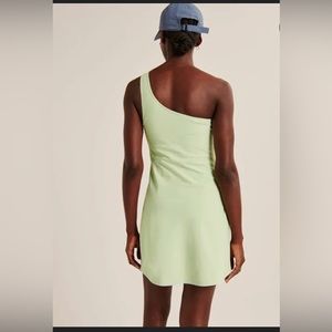 Lime green Abercrombie one shouldered Traveler Mini dress Size XL